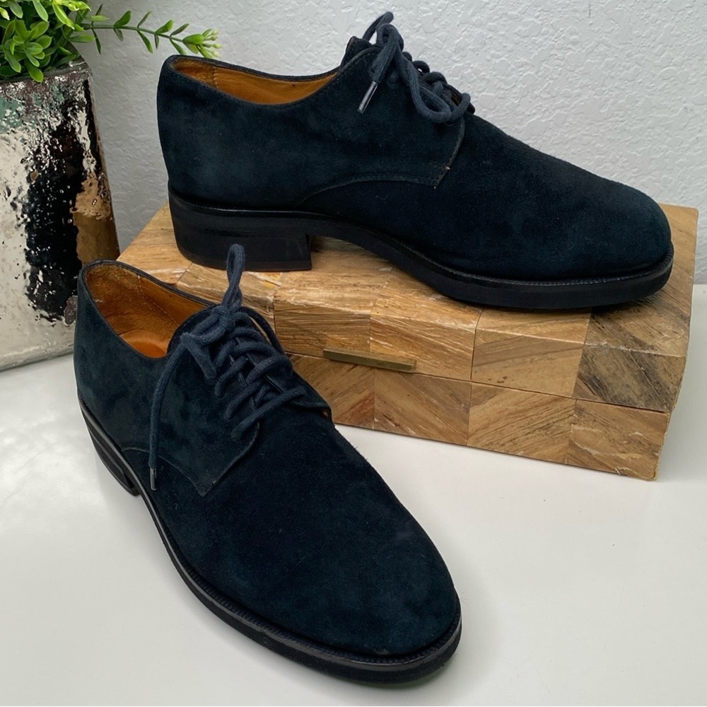 Cole Haan Black Suede Oxford Shoes Lace Up Low Heel Cottagecore‎ Preppy Size 6.5